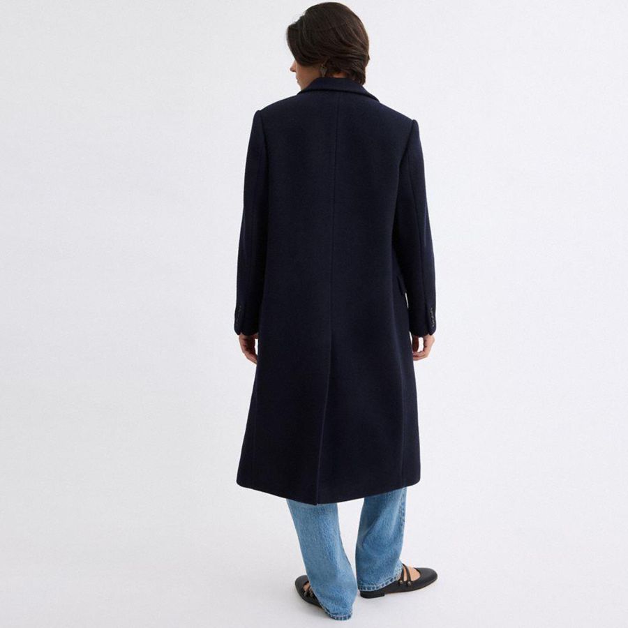Abrigo COACH Oversized Wool Mujer Azul Marino | NKJ-451629