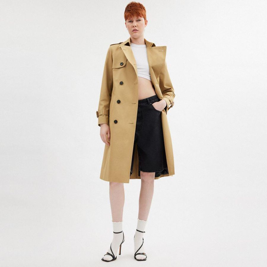 Abrigo COACH Trench Mujer Kaki | DBQ-867432