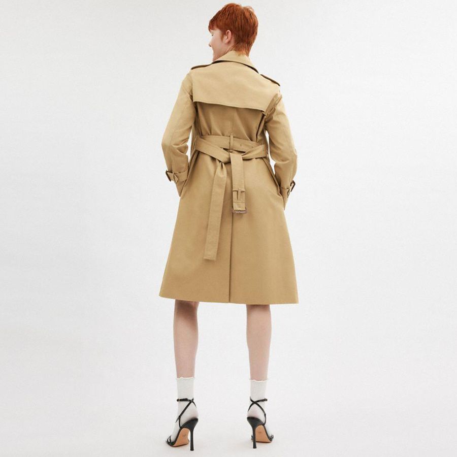 Abrigo COACH Trench Mujer Kaki | DBQ-867432