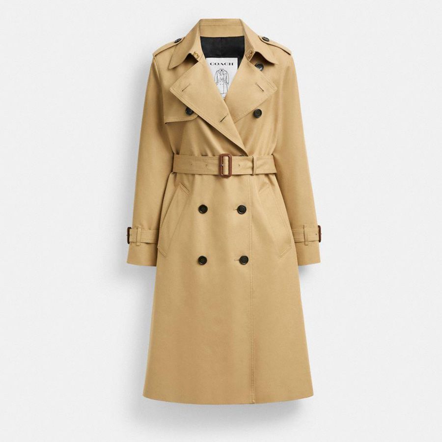 Abrigo COACH Trench Mujer Kaki | DBQ-867432