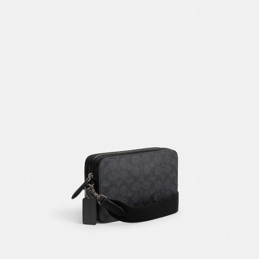 Bolsa Cruzada COACH Charter 19 In Signature Canvas Hombre Gris | FDO-964051