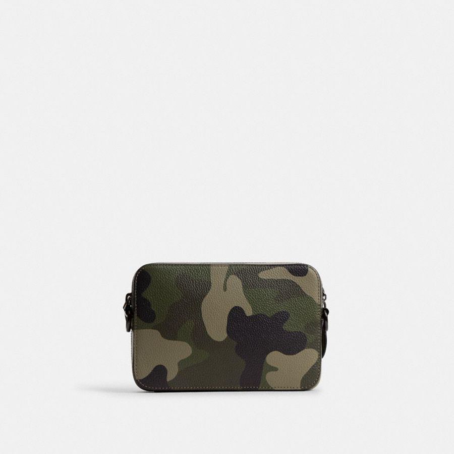 Bolsa Cruzada COACH Charter 19 With Camo Print And Coach Graphic Hombre Verde | UFR-269083