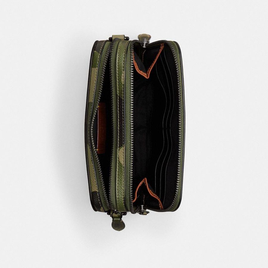 Bolsa Cruzada COACH Charter 19 With Camo Print And Coach Graphic Hombre Verde | UFR-269083