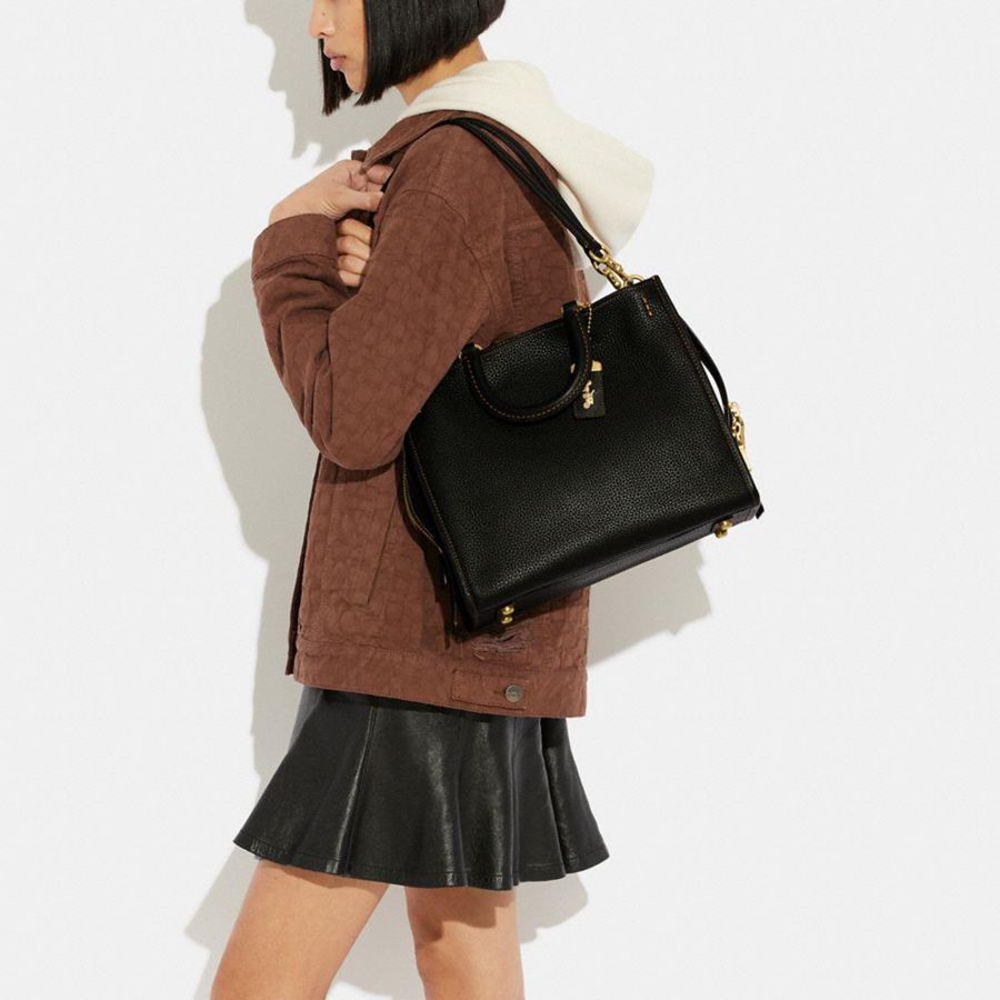 Bolso Tote COACH Rogue In Regenerative Leather Mujer Negras | ETI-248950