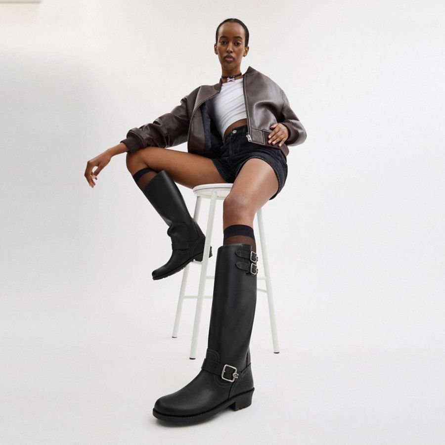 Botas COACH Daria Moto Mujer Negras | MLE-524037
