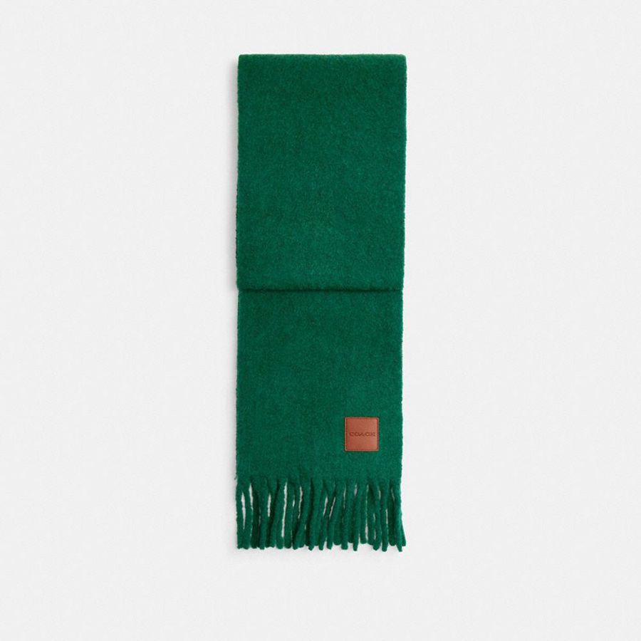 Bufanda COACH Oversized Muffler With Leather Patch Hombre Verde | SZU-651802