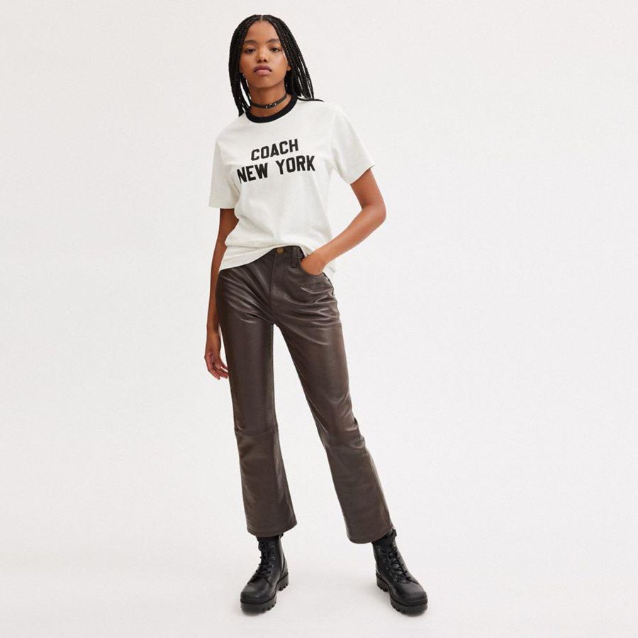 Camiseta COACH New York Mujer Blancas | GWQ-781394