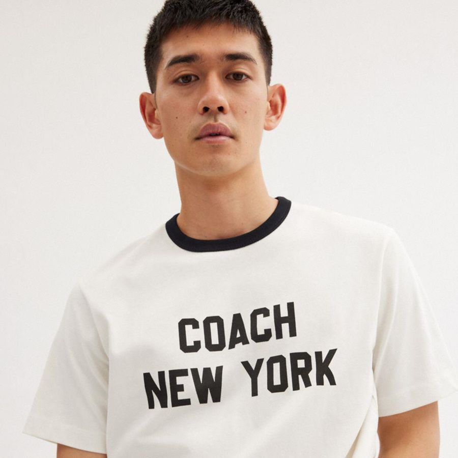 Camiseta COACH New York Mujer Blancas | GWQ-781394