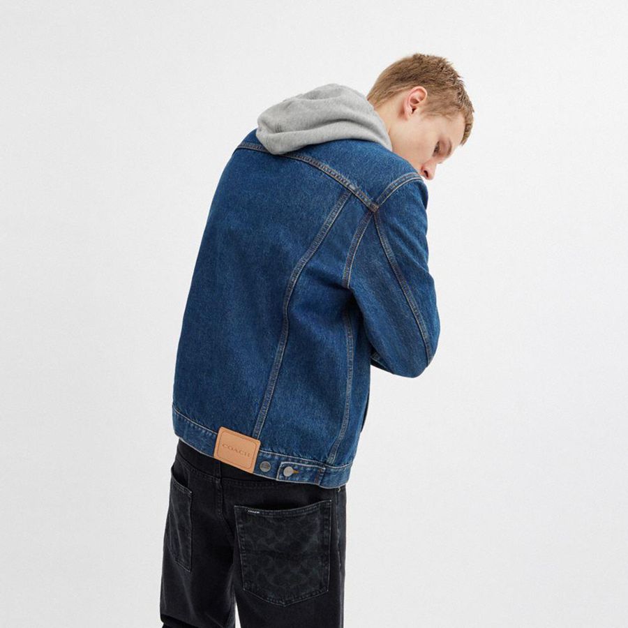 Campera COACH Denim Trucker Hombre Azules | VMB-903815