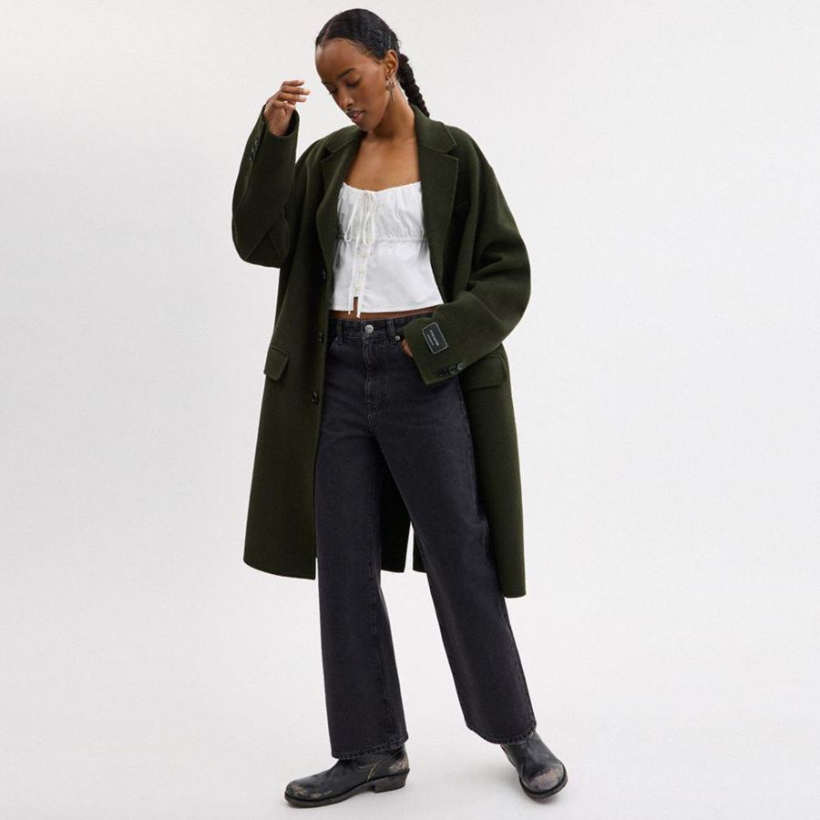 Campera COACH Double Faced Wool Coat Hombre Verde | BCO-017684
