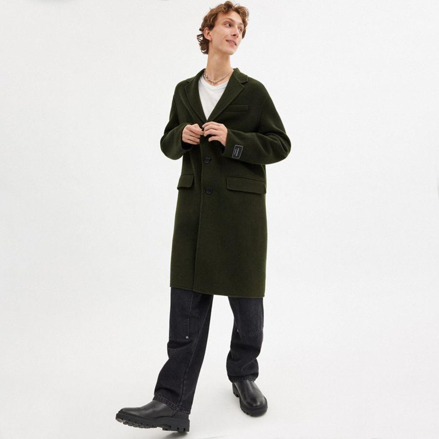 Campera COACH Double Faced Wool Coat Hombre Verde | BCO-017684
