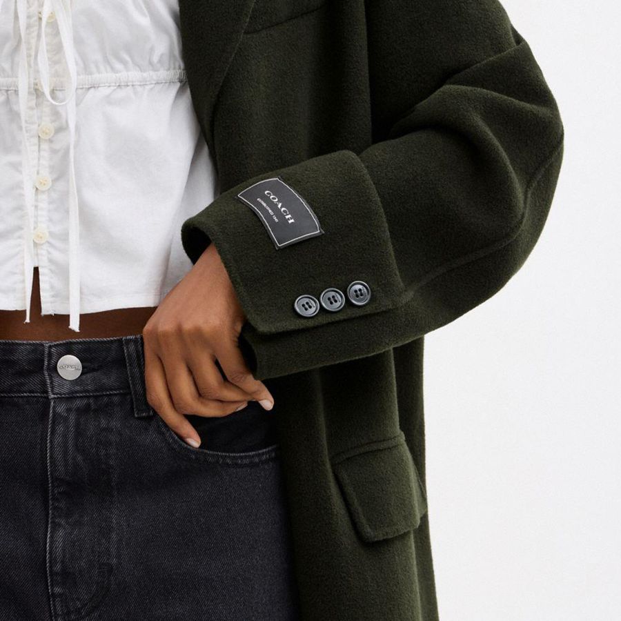 Campera COACH Double Faced Wool Coat Hombre Verde | BCO-017684