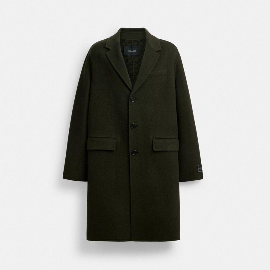 Campera COACH Double Faced Wool Coat Hombre Verde | BCO-017684