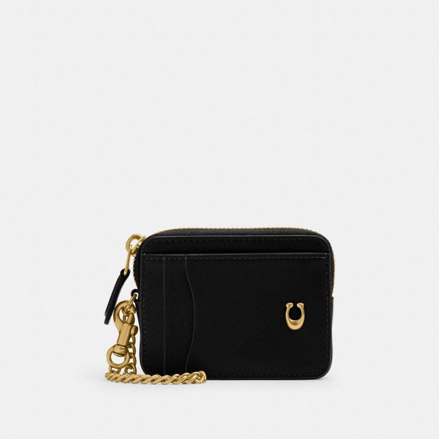Cartera COACH Essential Chain Card Case Mujer Negras | KXN-718392