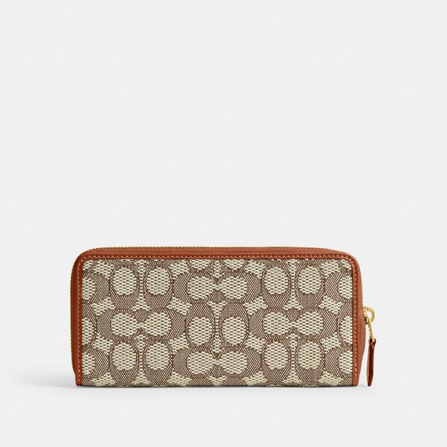 Cartera COACH Essential Slim Accordion Zip In Signature Jacquard Mujer Marrones | PBA-476253