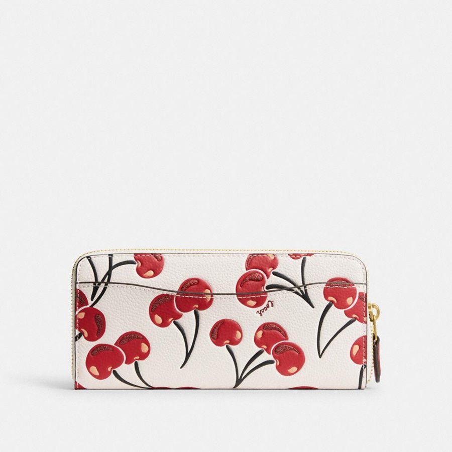 Cartera COACH Essential Slim Accordion Zip With Cherry Print Mujer Rojas | PKY-879026