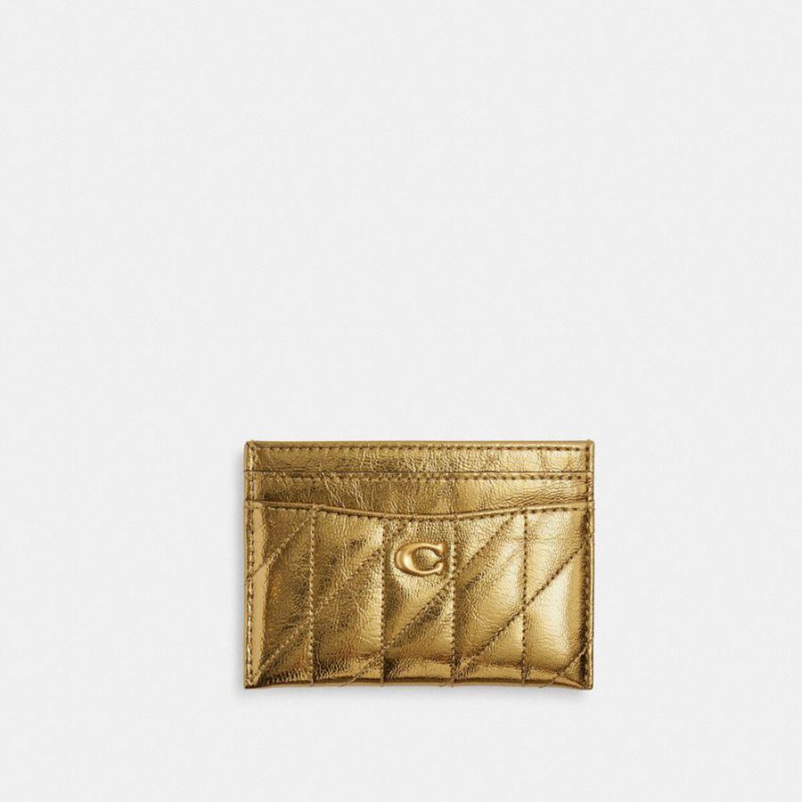 Cartera COACH New Year Essential Card Case With Quilting Mujer Doradas | VZX-827134