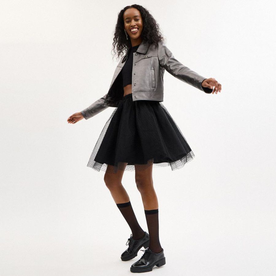 Falda COACH Tulle Midi Mujer Negras | DKM-930162