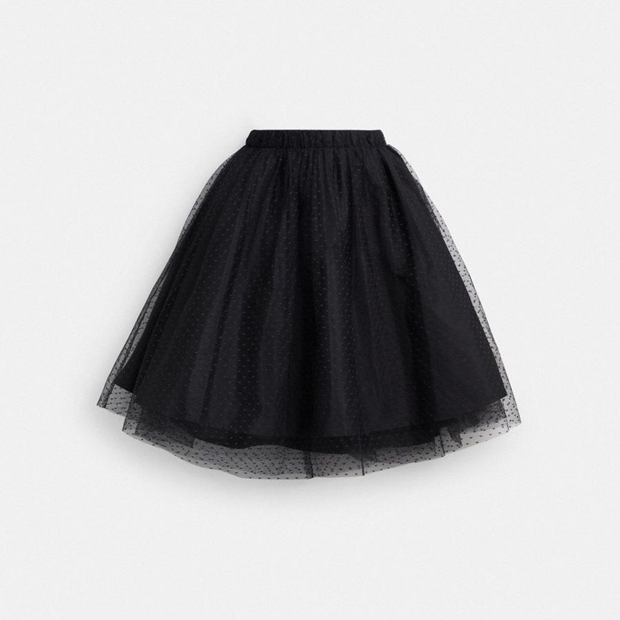 Falda COACH Tulle Midi Mujer Negras | DKM-930162