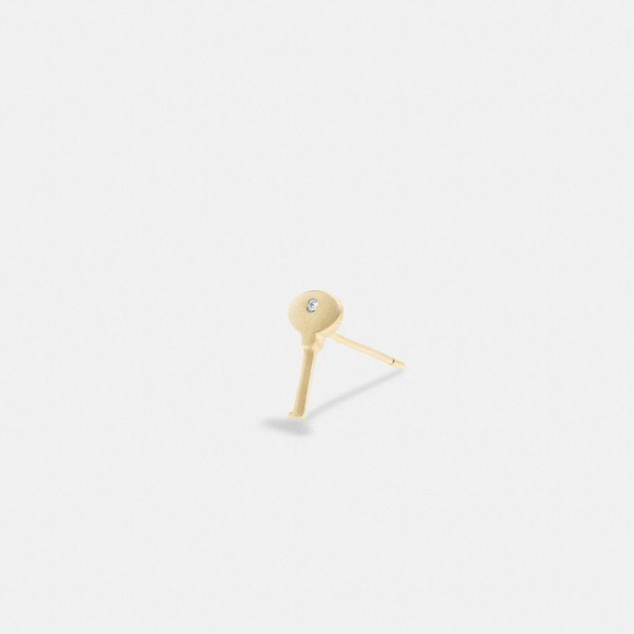 Joyería COACH 14 K Gold Key Single Stud Earring Mujer Doradas | VIS-653274