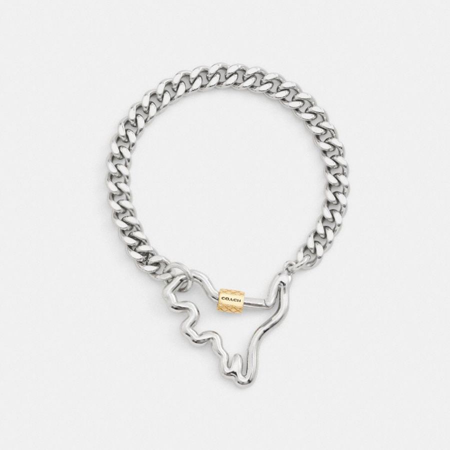 Joyería COACH Carabiner Rexy Curb Chain Bracelet Mujer Plateadas | FGV-694175