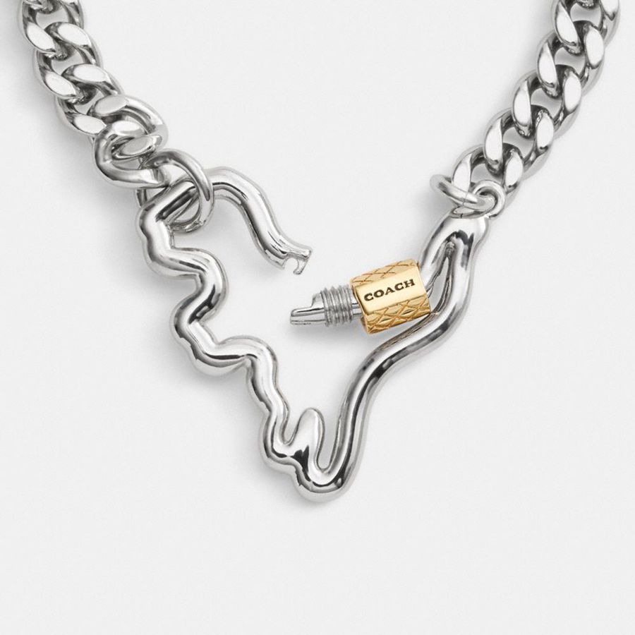 Joyería COACH Carabiner Rexy Curb Chain Bracelet Mujer Plateadas | FGV-694175