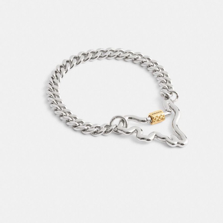 Joyería COACH Carabiner Rexy Curb Chain Bracelet Mujer Plateadas | FGV-694175