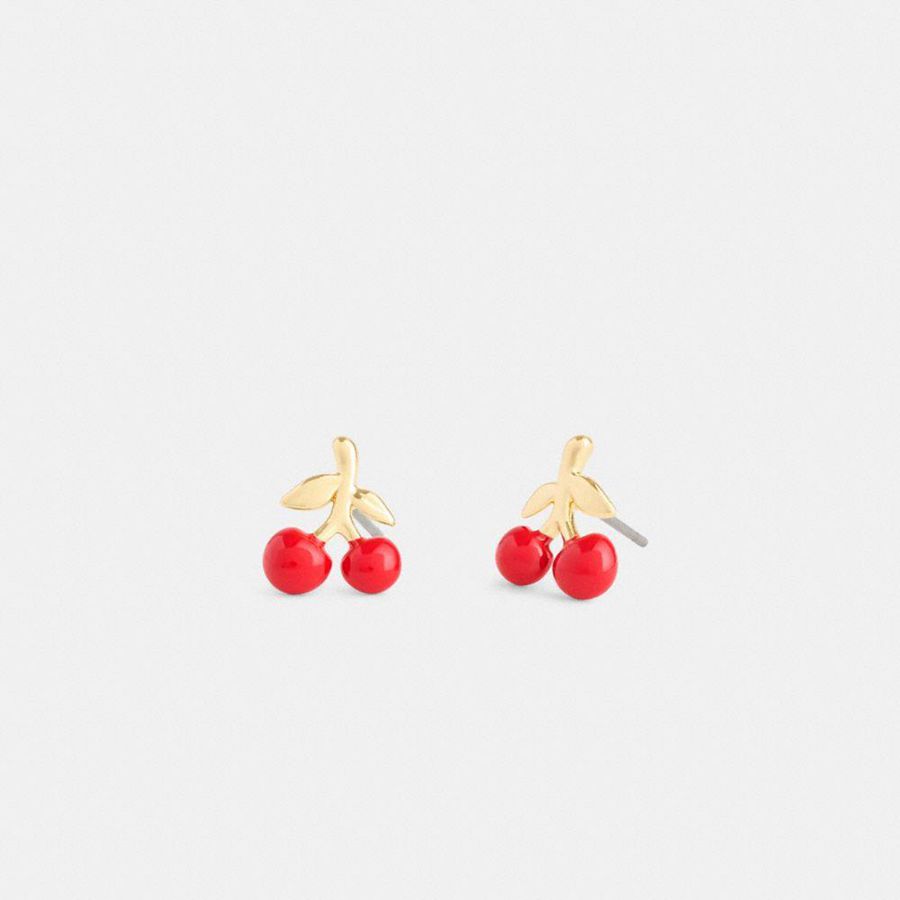 Joyería COACH Cherry Stud Earrings Mujer Rojas | OHI-769153