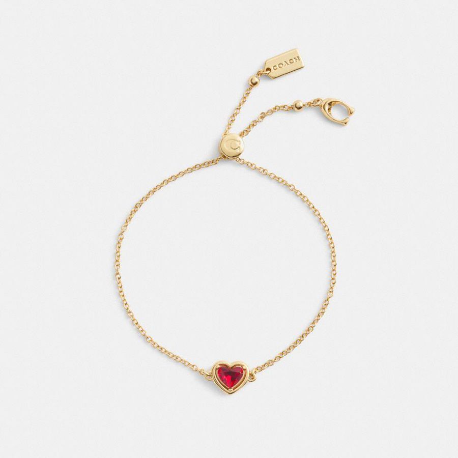 Joyería COACH Halo Heart Slider Bracelet Mujer Doradas | FGX-072153