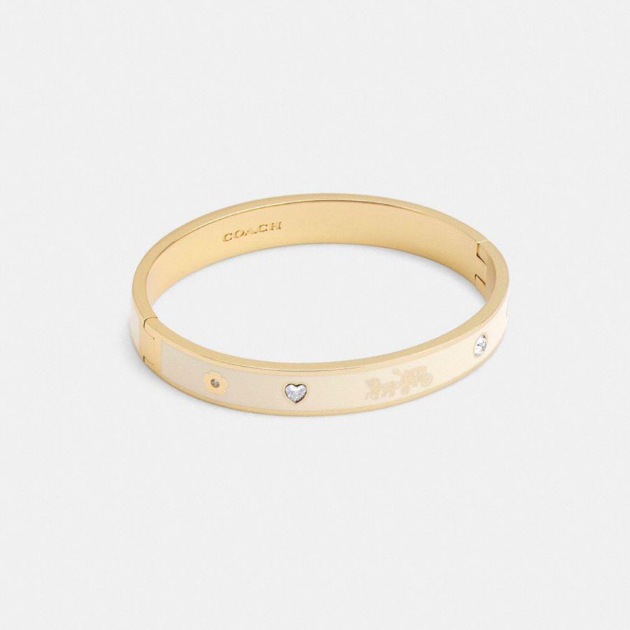 Joyería COACH Horse And Carriage Enamel Hinged Bangle Mujer Doradas | IRU-149035