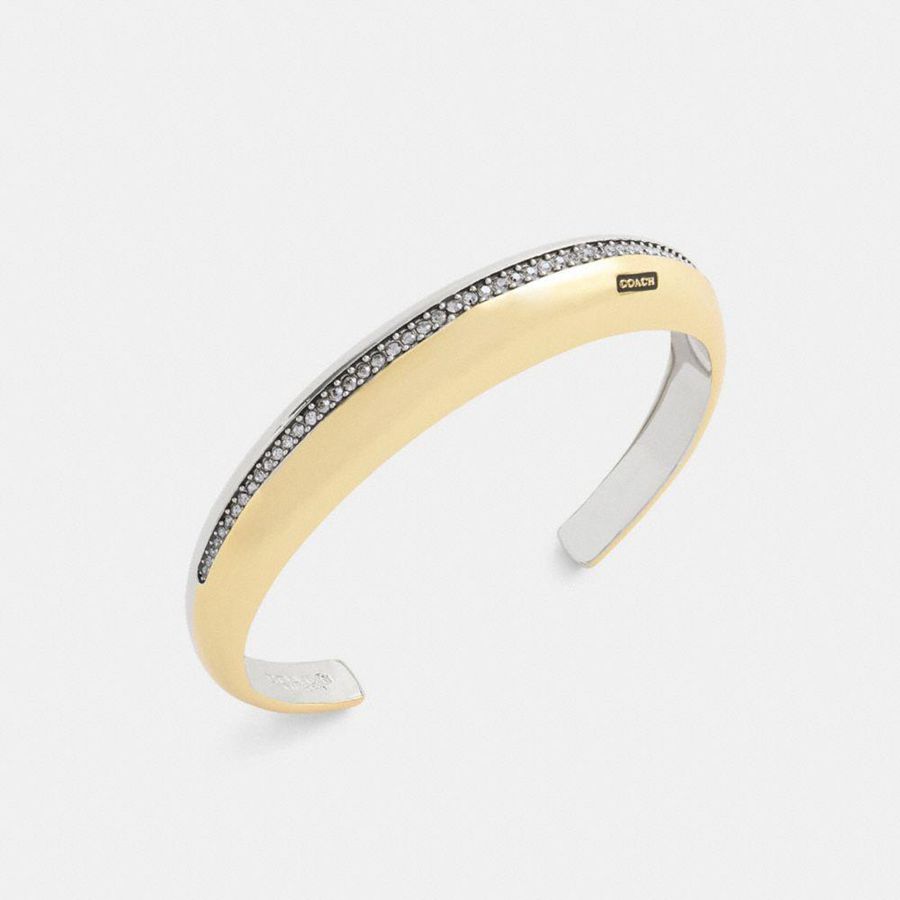 Joyería COACH Mixed Metals Pavé Huggie Bracelet Mujer Plateadas | KOB-107698
