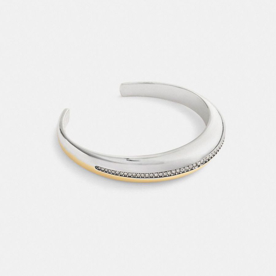 Joyería COACH Mixed Metals Pavé Huggie Bracelet Mujer Plateadas | KOB-107698