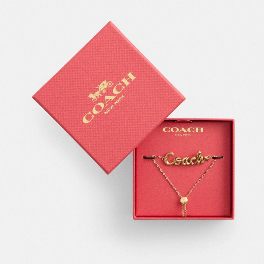 Joyería COACH New Year Coach Snake Script Slider Bracelet Mujer Doradas | CRV-914825