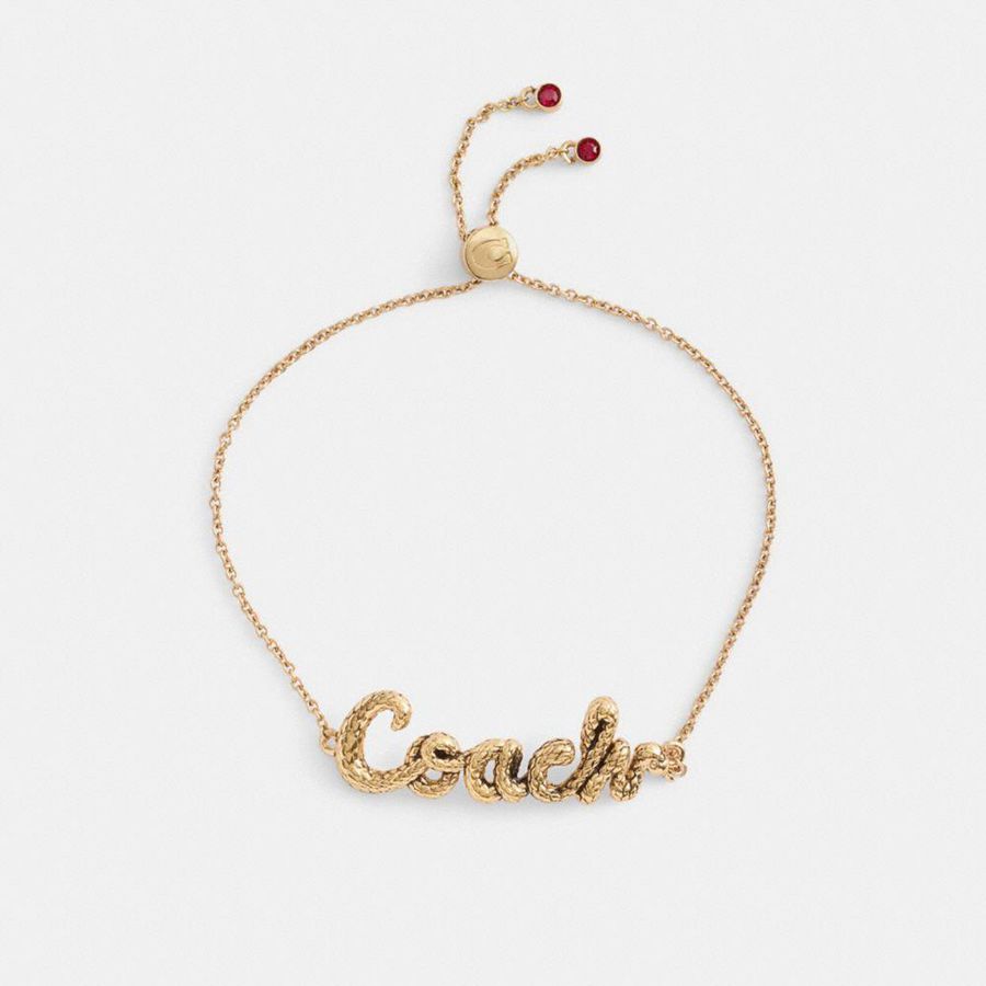 Joyería COACH New Year Coach Snake Script Slider Bracelet Mujer Doradas | CRV-914825