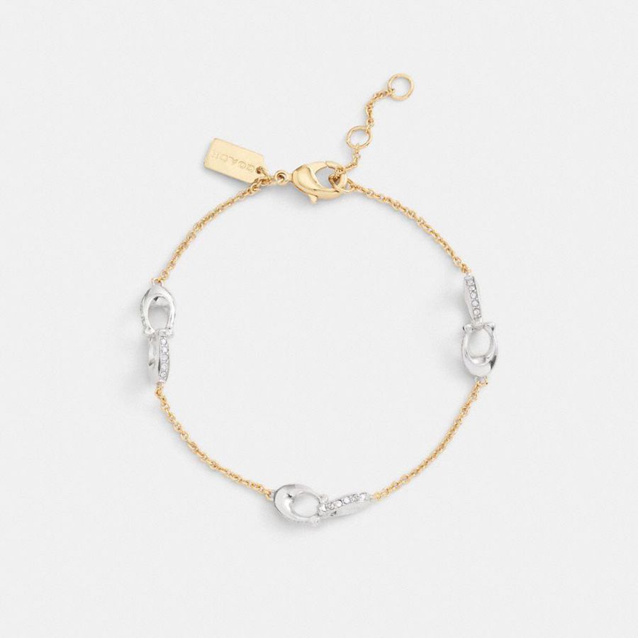 Joyería COACH Pavé Signature Chain Bracelet Mujer Doradas | DIR-430251