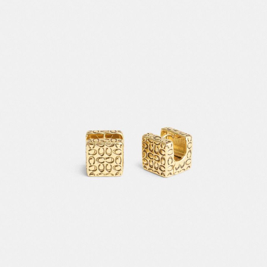 Joyería COACH Quilted Cube Earrings Mujer Doradas | QFL-930258