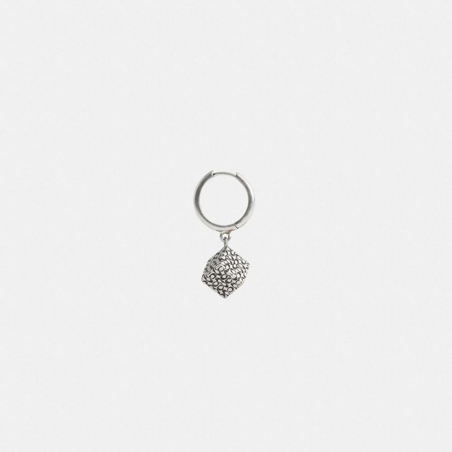 Joyería COACH Quilted Cube Huggie Earring Mujer Plateadas | VMS-875306