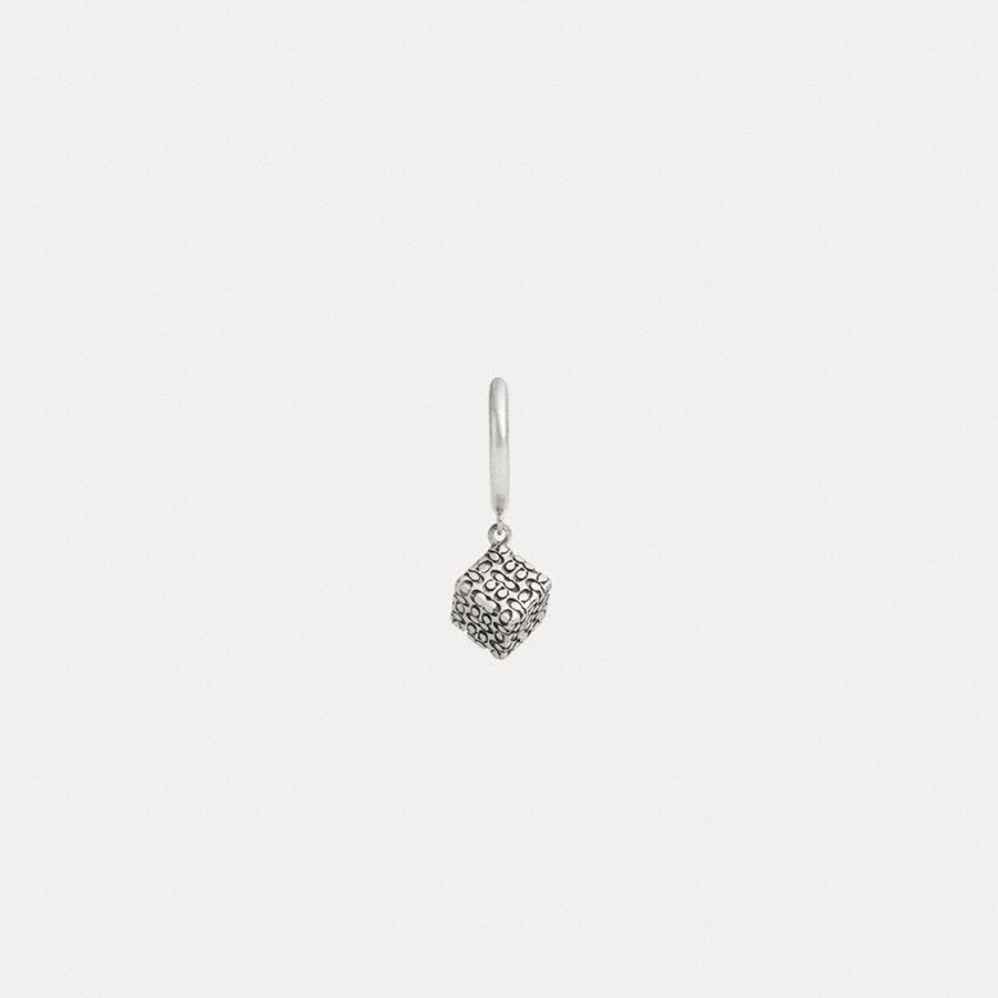 Joyería COACH Quilted Cube Huggie Earring Mujer Plateadas | VMS-875306