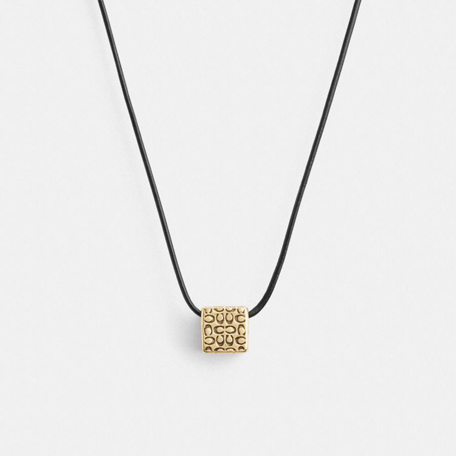 Joyería COACH Quilted Cube Leather Pendant Necklace Mujer Negras | CZR-297083