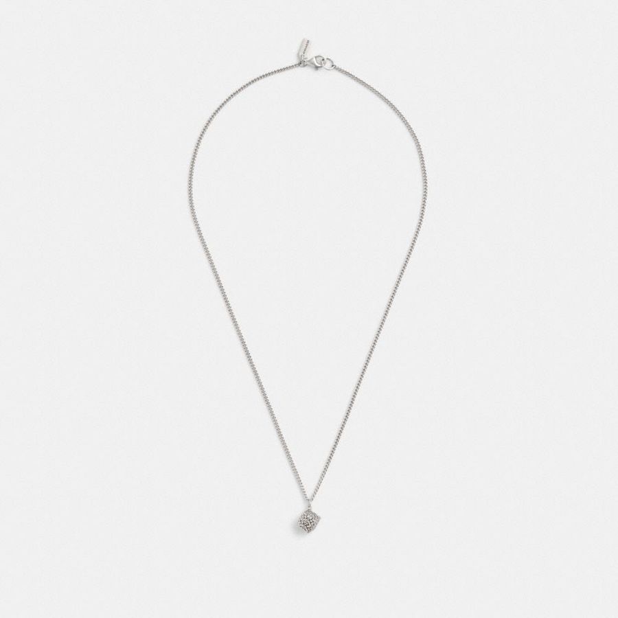 Joyería COACH Quilted Cube Pendant Necklace Mujer Plateadas | KCG-963107
