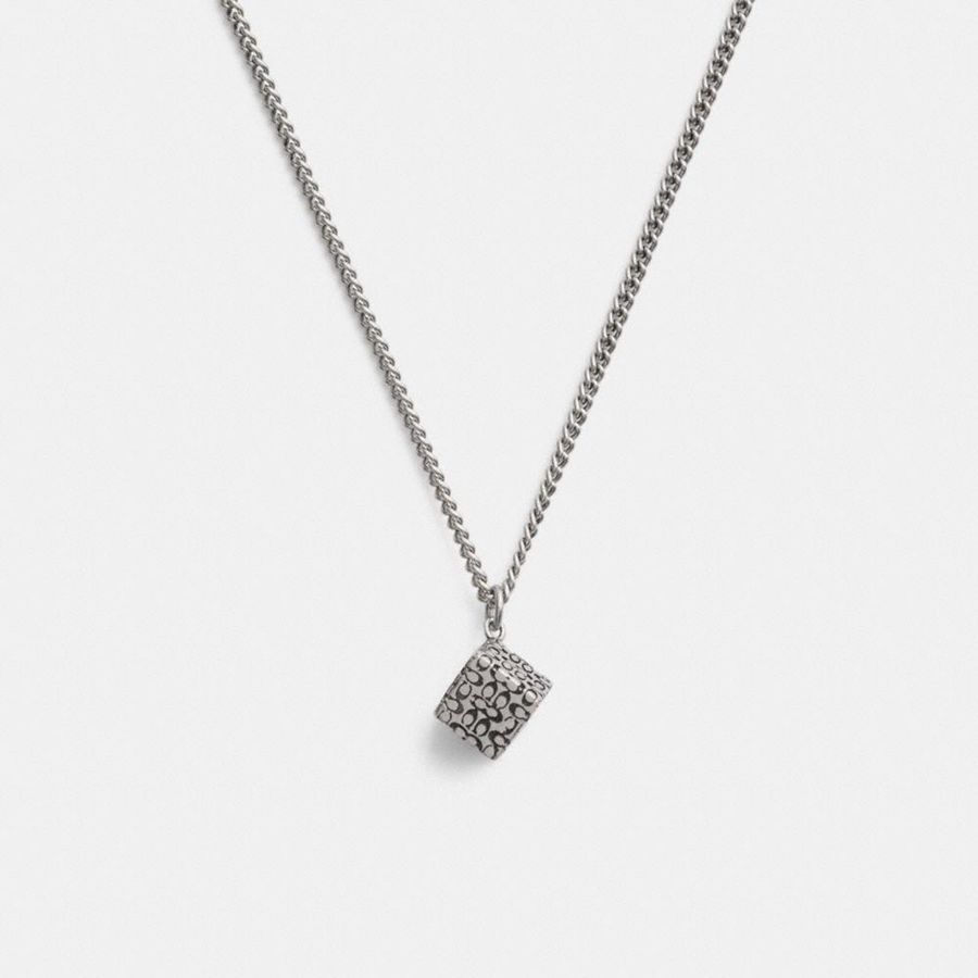 Joyería COACH Quilted Cube Pendant Necklace Mujer Plateadas | KCG-963107