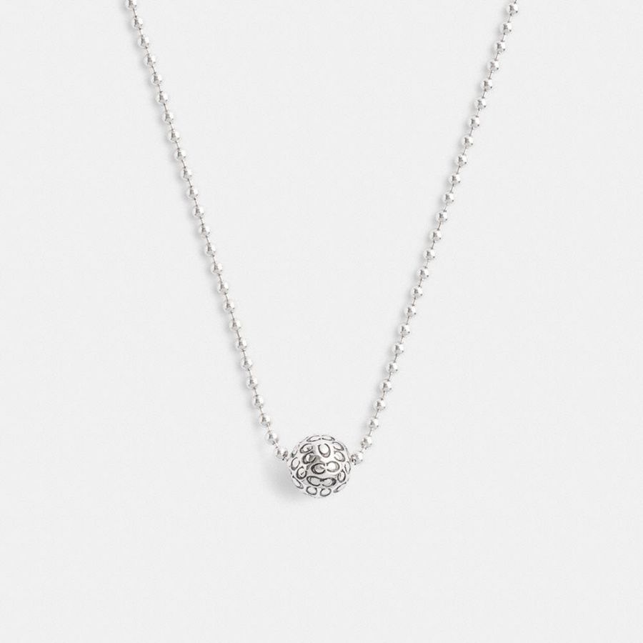 Joyería COACH Quilted Orb Ball Chain Pendant Necklace Mujer Plateadas | UXY-610893