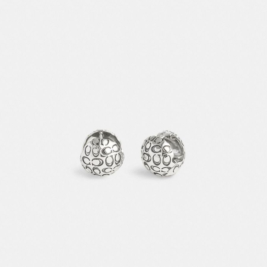 Joyería COACH Quilted Orb Earrings Mujer Plateadas | HYG-504618
