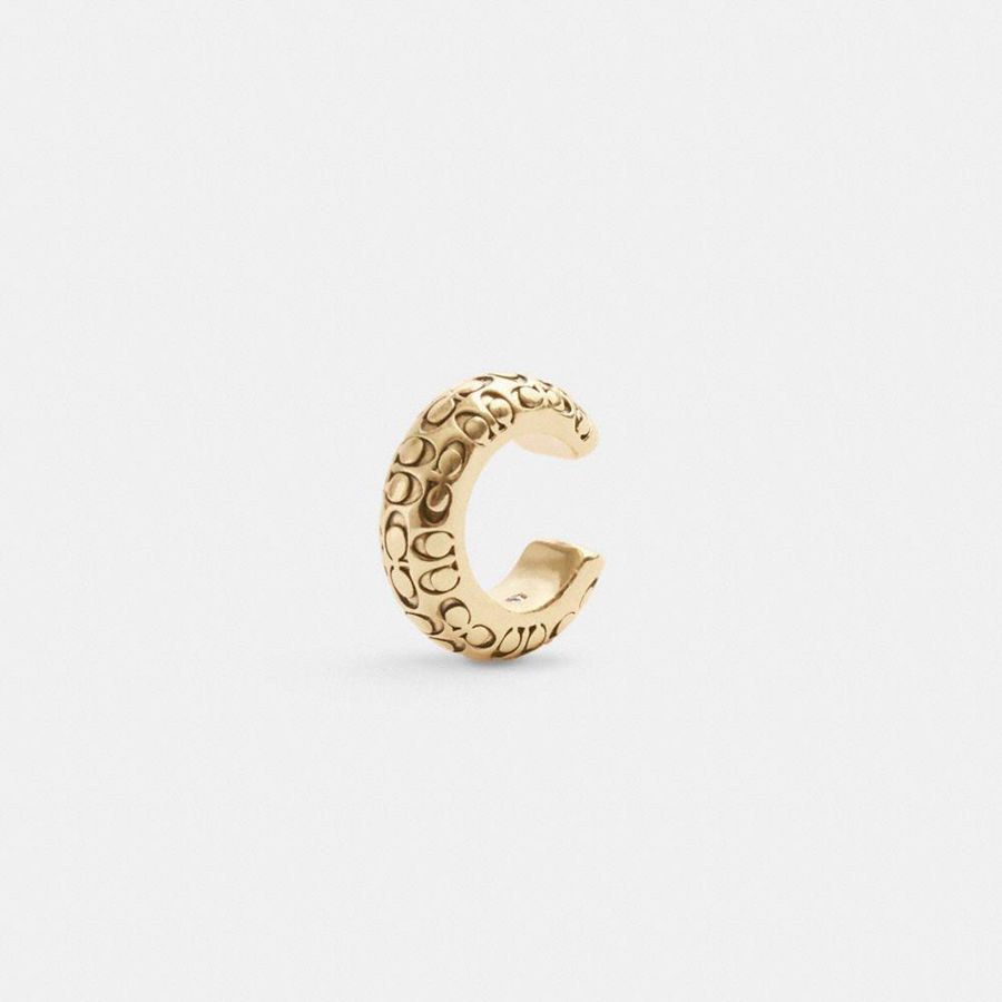 Joyería COACH Quilted Signature Ear Cuff Mujer Doradas | MFQ-871432