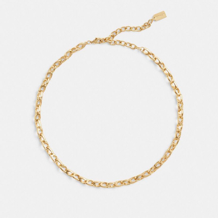 Joyería COACH Signature Chain Link Choker Necklace Mujer Doradas | GYQ-451069