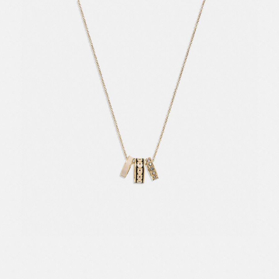 Joyería COACH Signature Enamel Necklace Mujer Doradas | TVX-142586