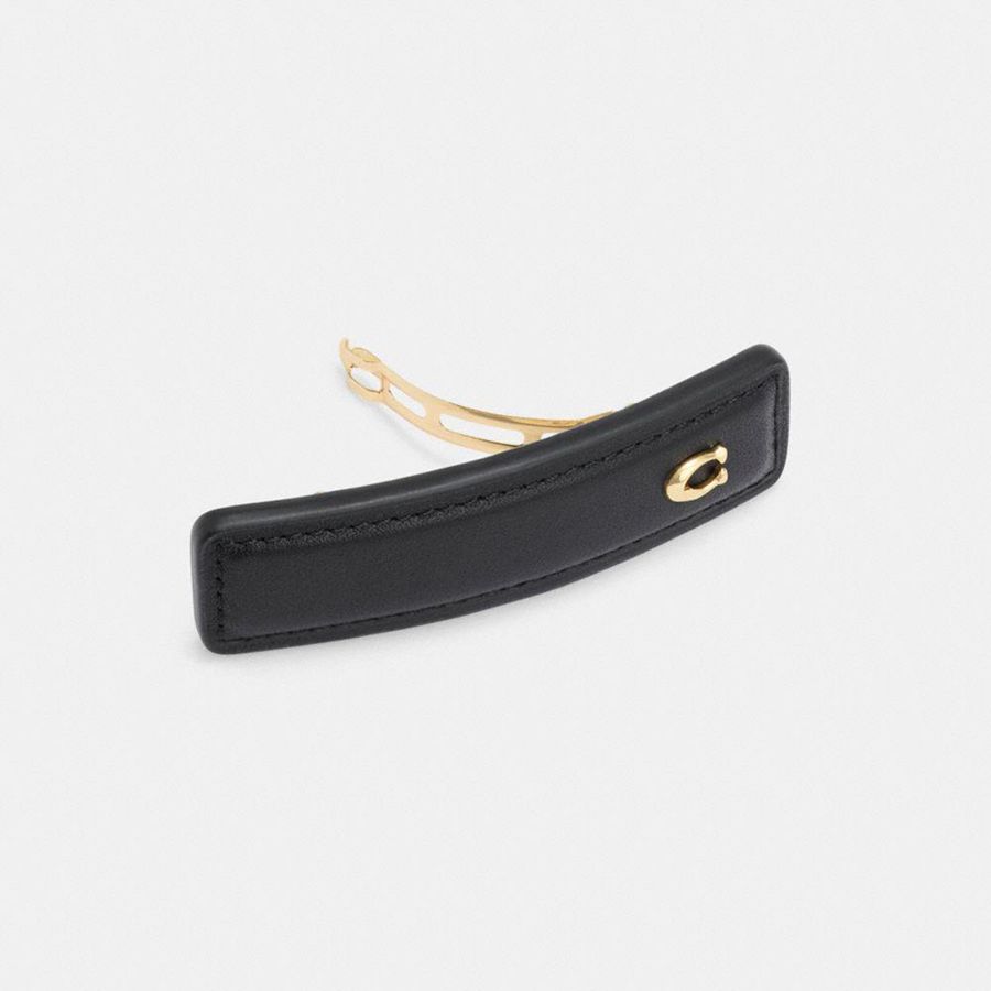 Joyería COACH Signature Leather Barrette Mujer Negras | ZWP-142538