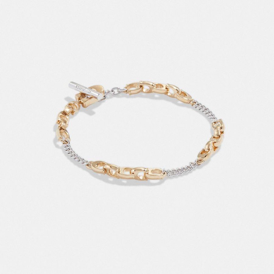 Joyería COACH Signature Mixed Chain Bracelet Mujer Doradas | IVH-940572