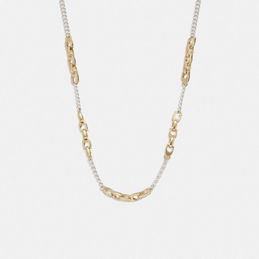 Joyería COACH Signature Mixed Chain Necklace Mujer Plateadas | FZJ-659831