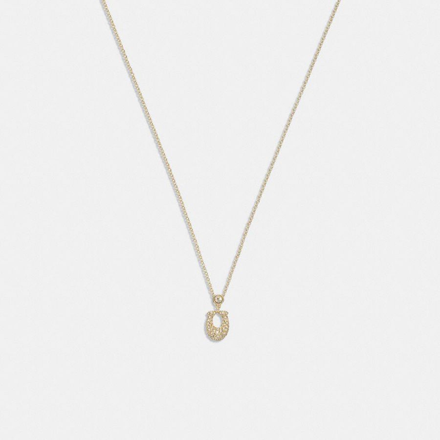 Joyería COACH Signature Pavé Necklace Mujer Doradas | XMR-935841